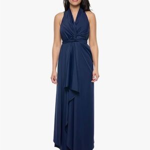 Elegant Coolibar UPF50 Mia 3-way Coverup Navy Blue Halter Maxi Dress